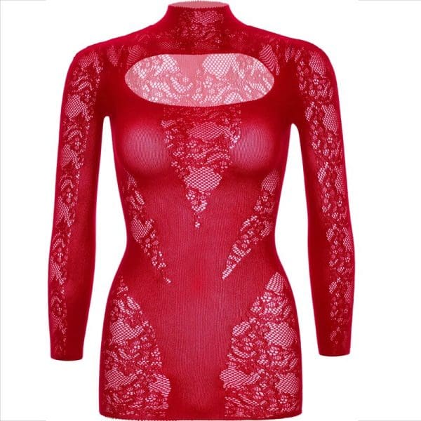 LEG AVENUE - MINI DRESS WITH LACE LONG SLEEVE RED 7